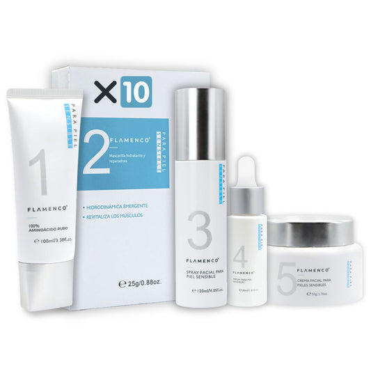 Pack S1 para piel sensible | Limpiador + 10 Mascarillas + Spray facial + Serúm + Crema