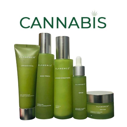 Pack Cannabis control de acné, suavizante y anti enrojecimiento| Limpiador + tónico + loción + + serúm + crema